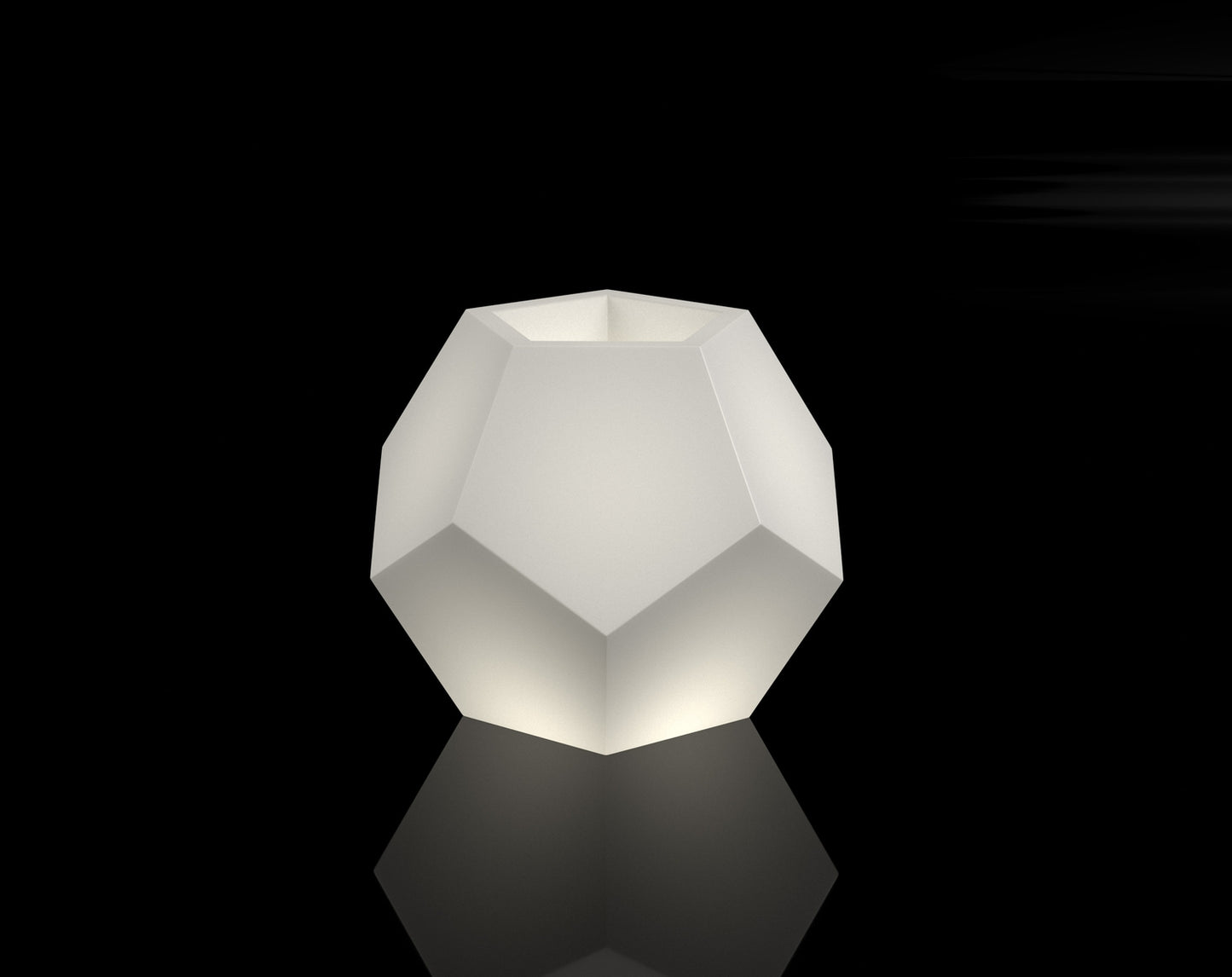 White garden pot Alma with lighting