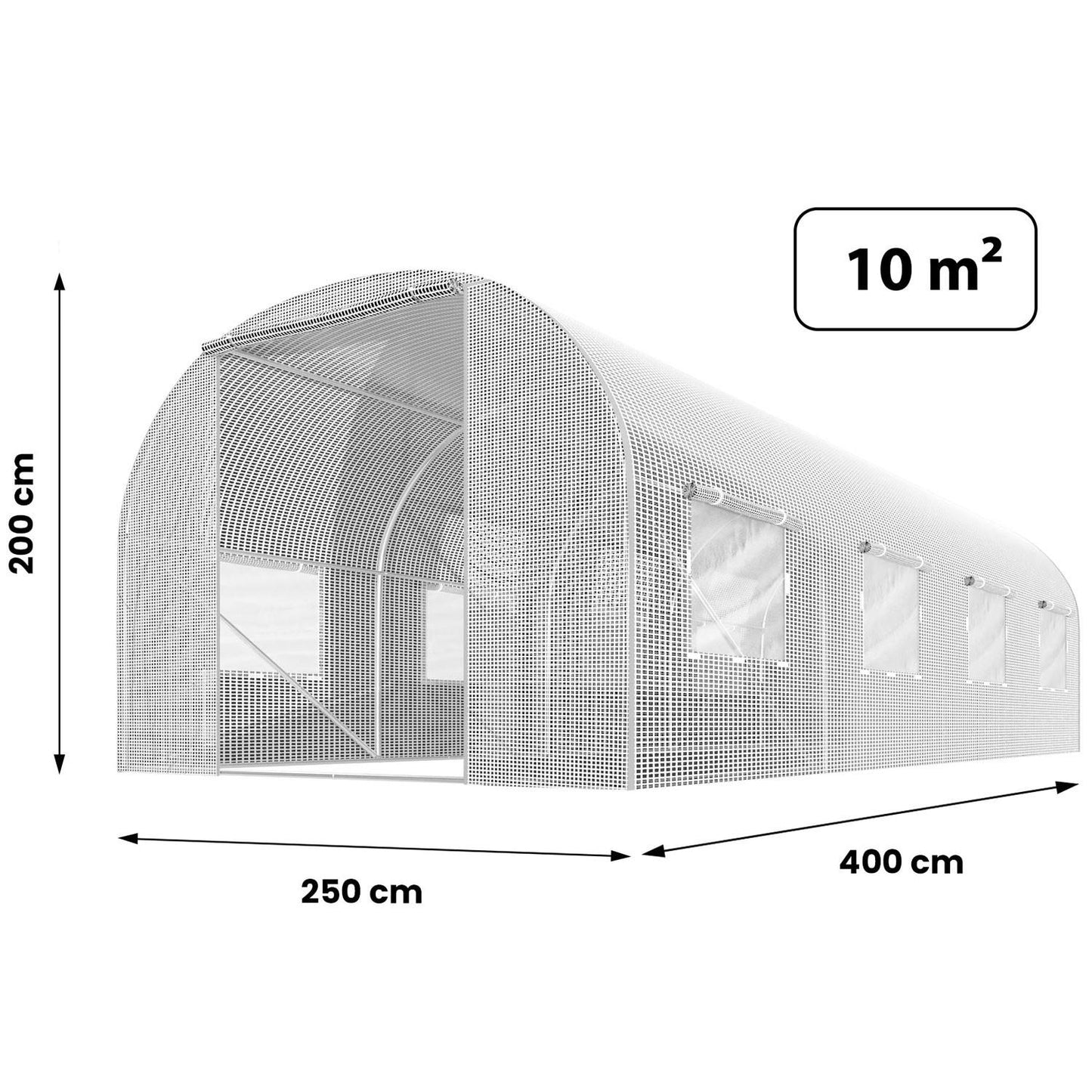 White greenhouse tunnel 2.5x4m (10m²) Plonos