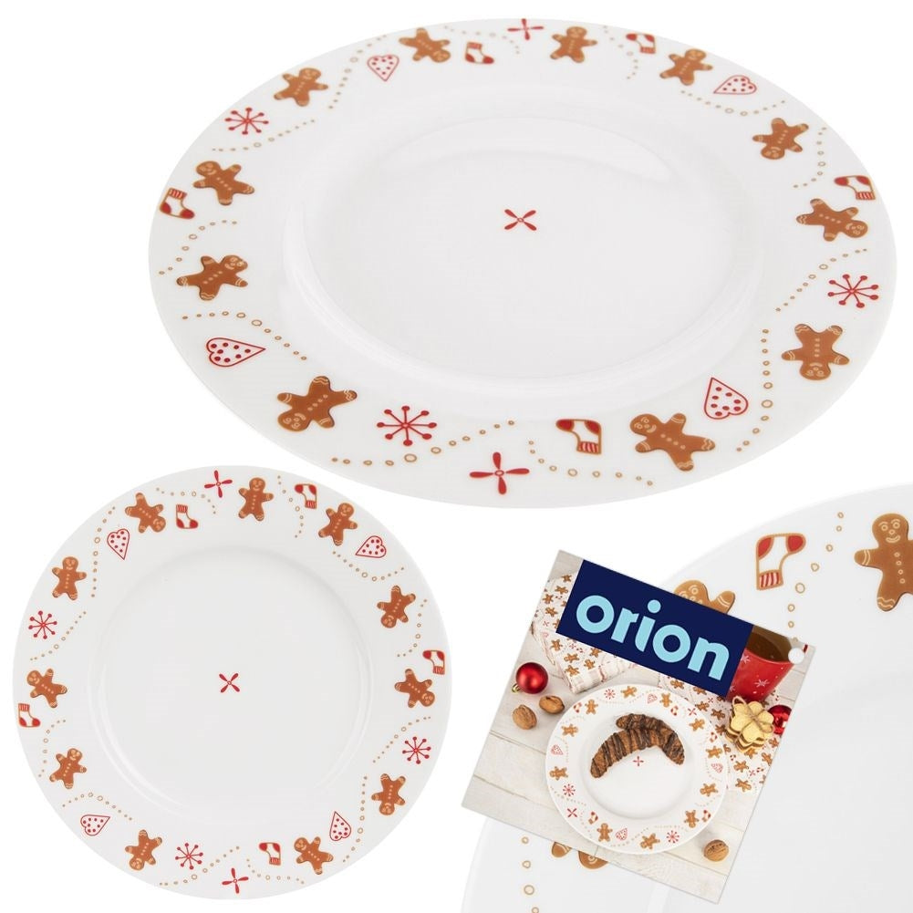 White porcelain plate with charming gingerbread motif