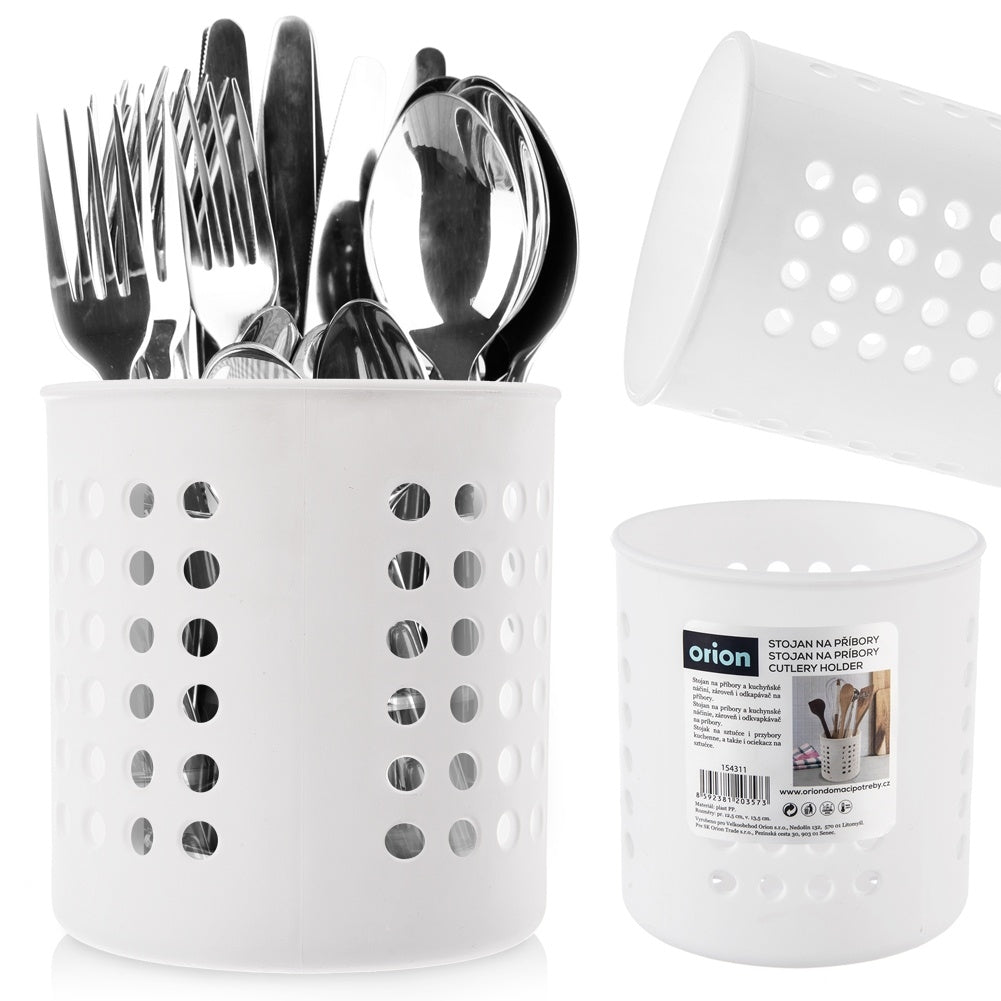 White practical basket for cutlery and kitchen utensils