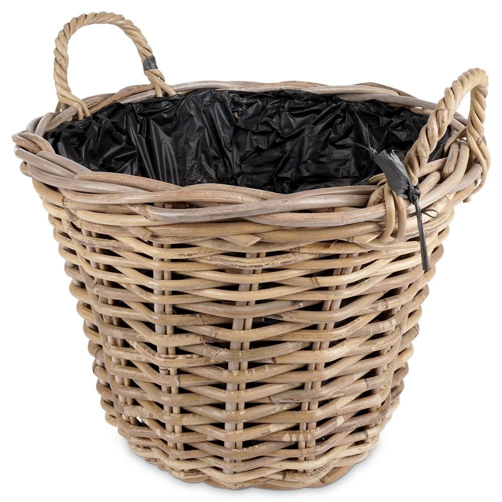 Wicker Basket: Natural Rattan Flower Pot Cover with Plastic
