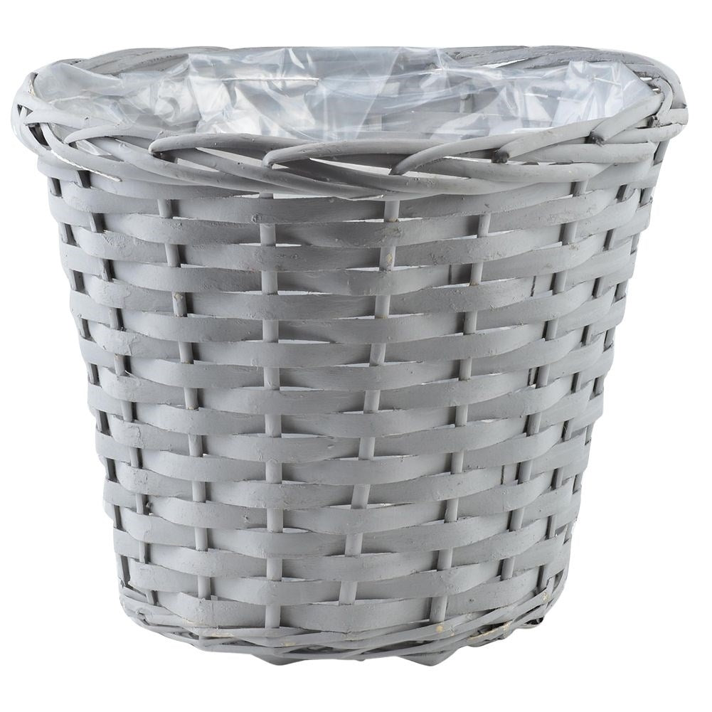 Wicker basket cover for pots, gray rattan, plastic inside