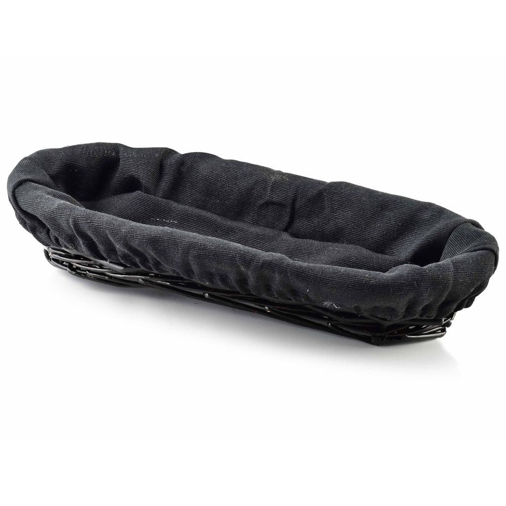 Wicker cutlery basket with black fabric, easy to clean
