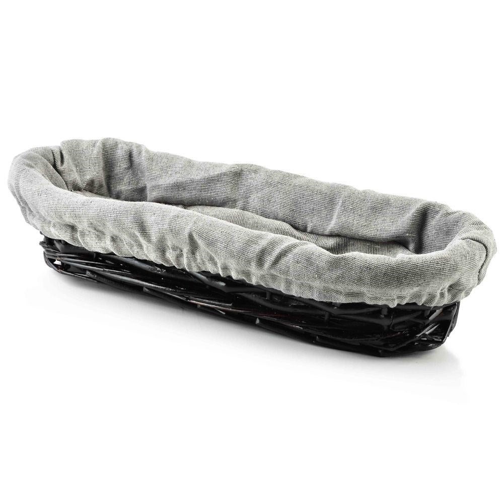 Wicker cutlery basket with gray fabric - easy to clean