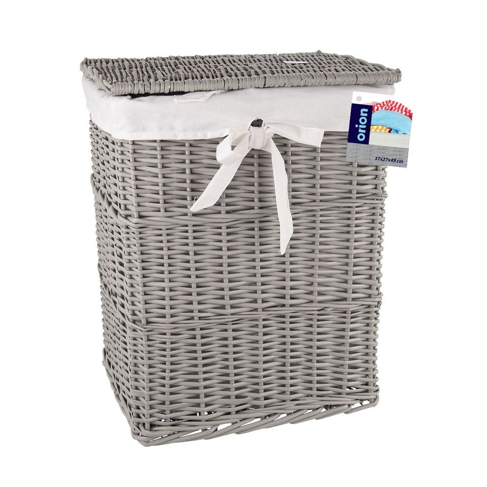 Wicker laundry basket gray 52 l