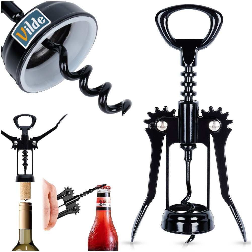 Wine corkscrew metal black 16 cm