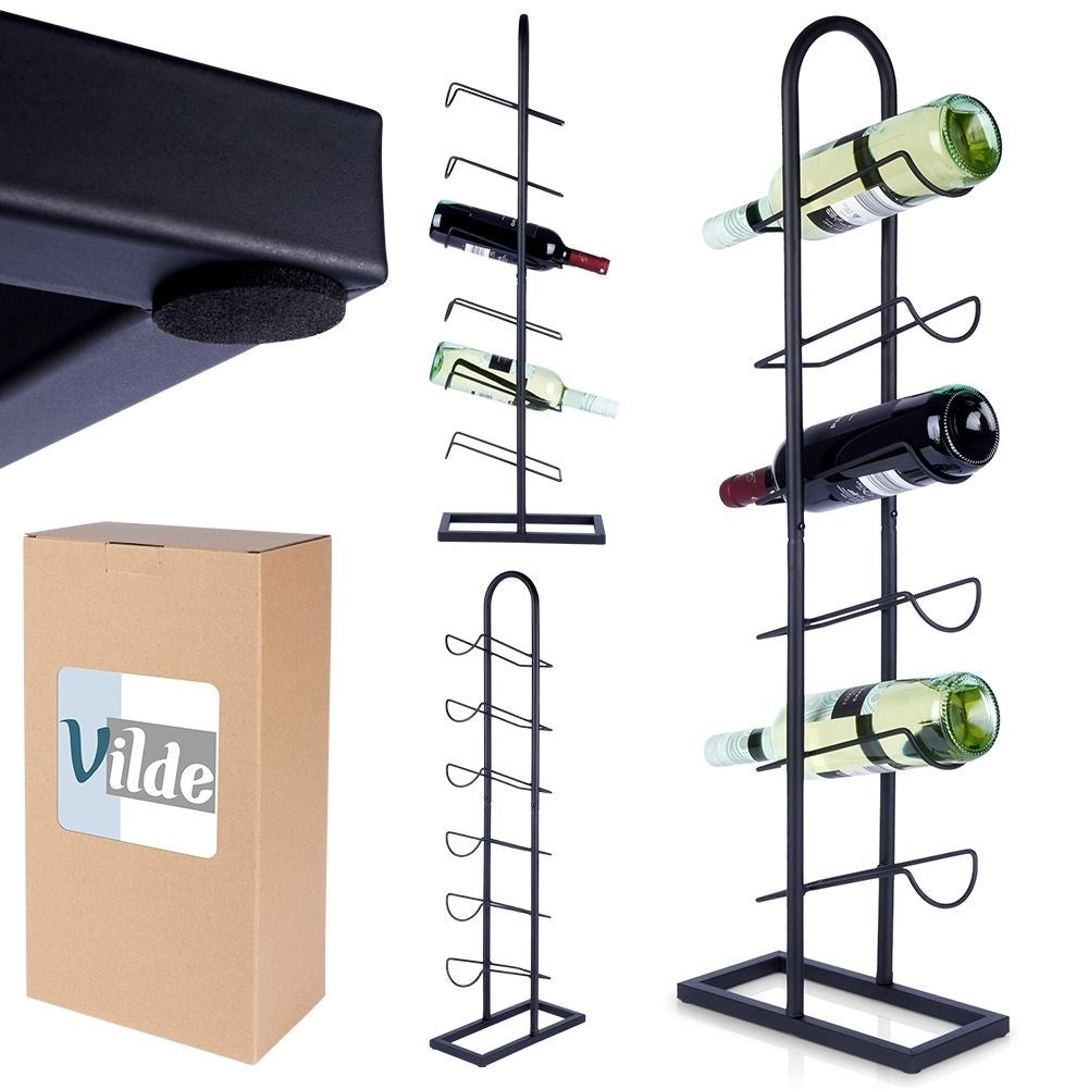 Wine rack for 6 bottles in black metal and LOFT style