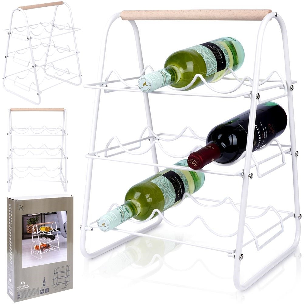 Wine rack in white metal for 9 bottles - elegant and practical
