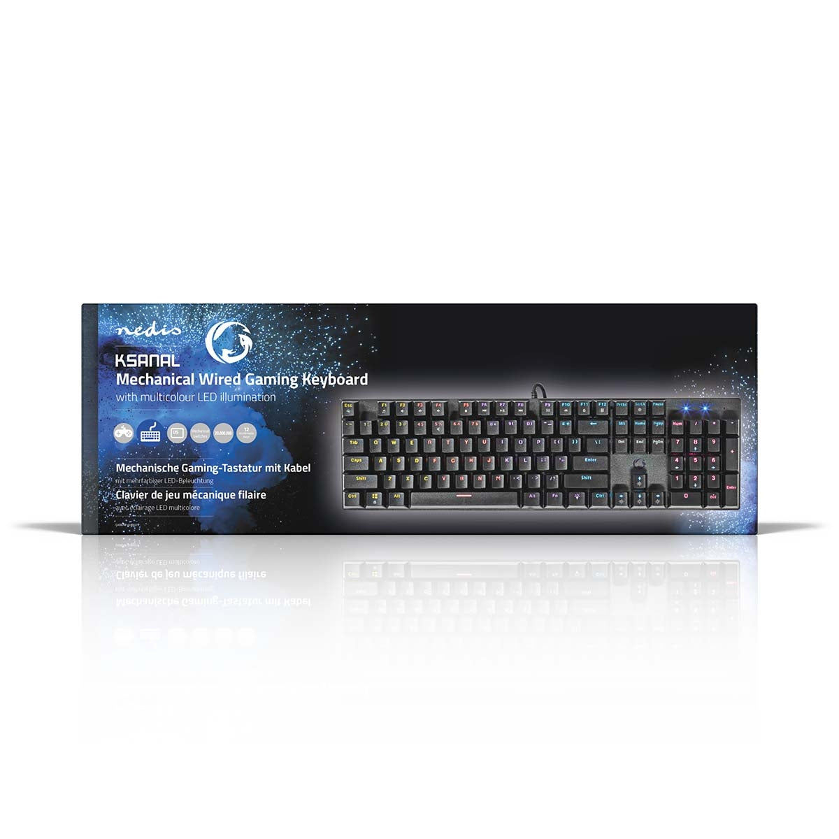Wired Gaming Keyboard | USB Type-A | Mechanical Keys | LEDs | QWERTY | US Layout | USB Power | Power cable length: 1.50 m | Game