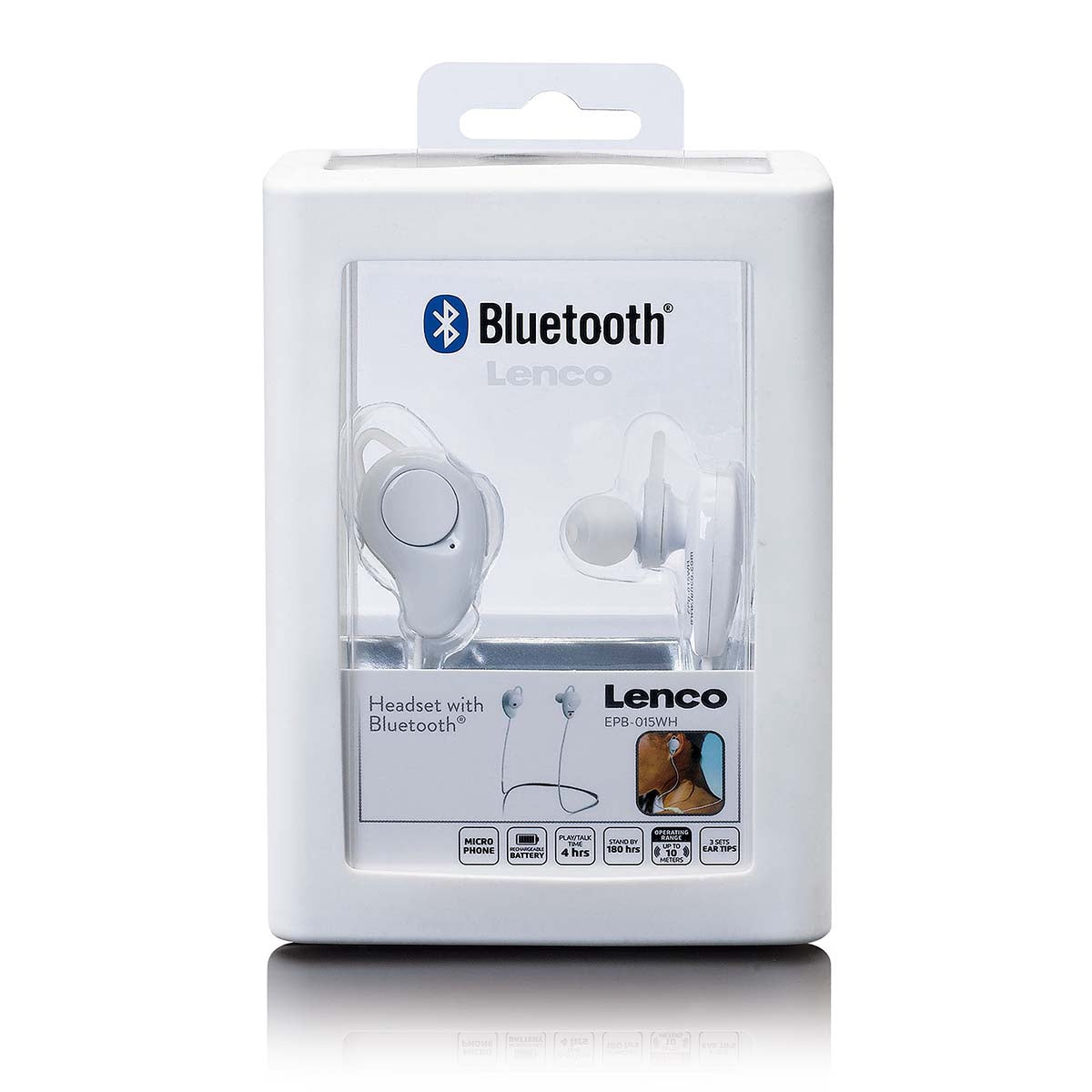 Wireless Bluetooth In-Ear Headset with Mic, White
