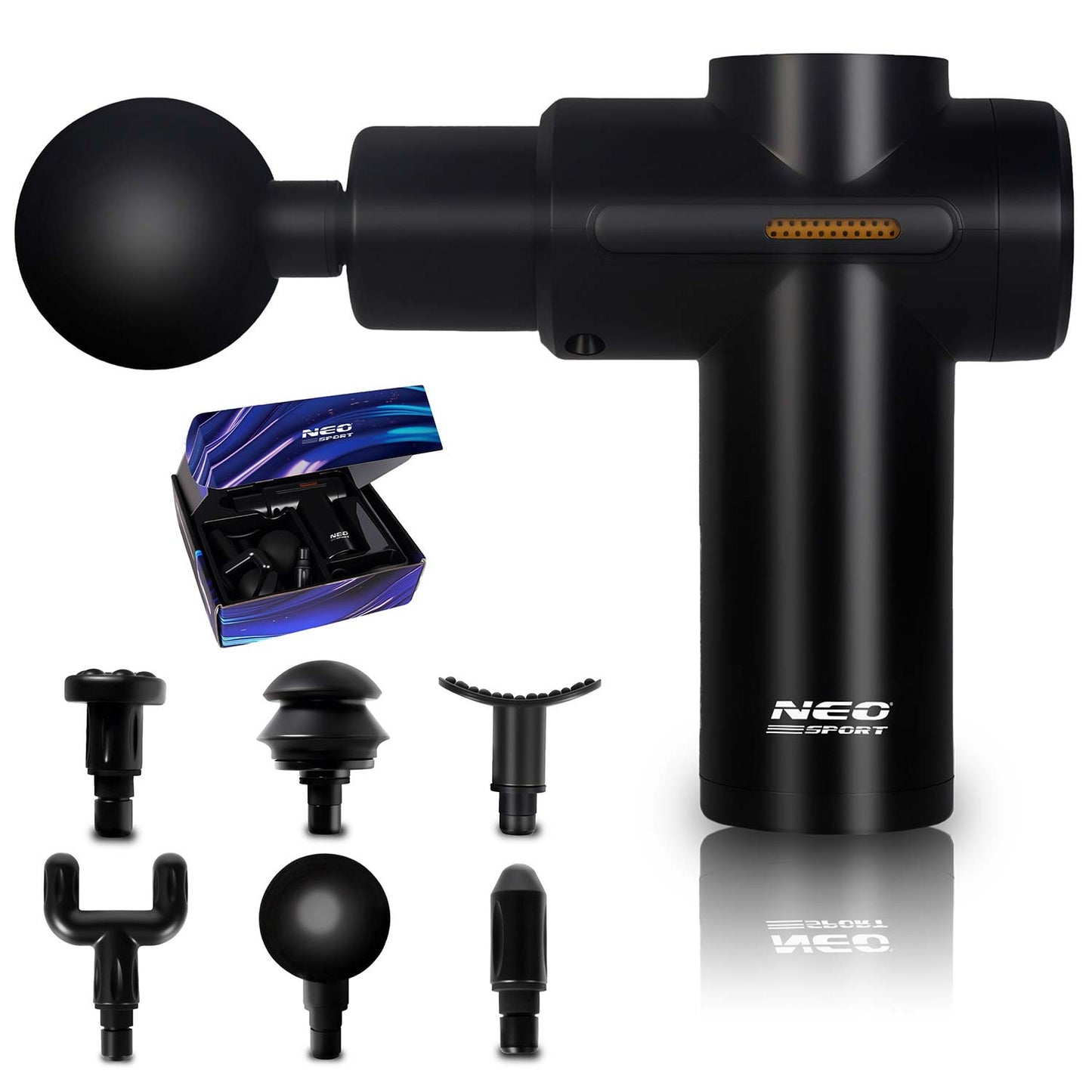 Wireless Body Massage Gun with 6 Attachments, Black