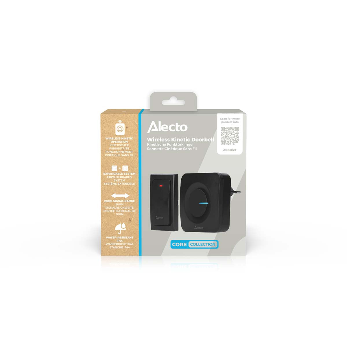 Wireless Kinetic Doorbell, Battery-Free, 50m Range