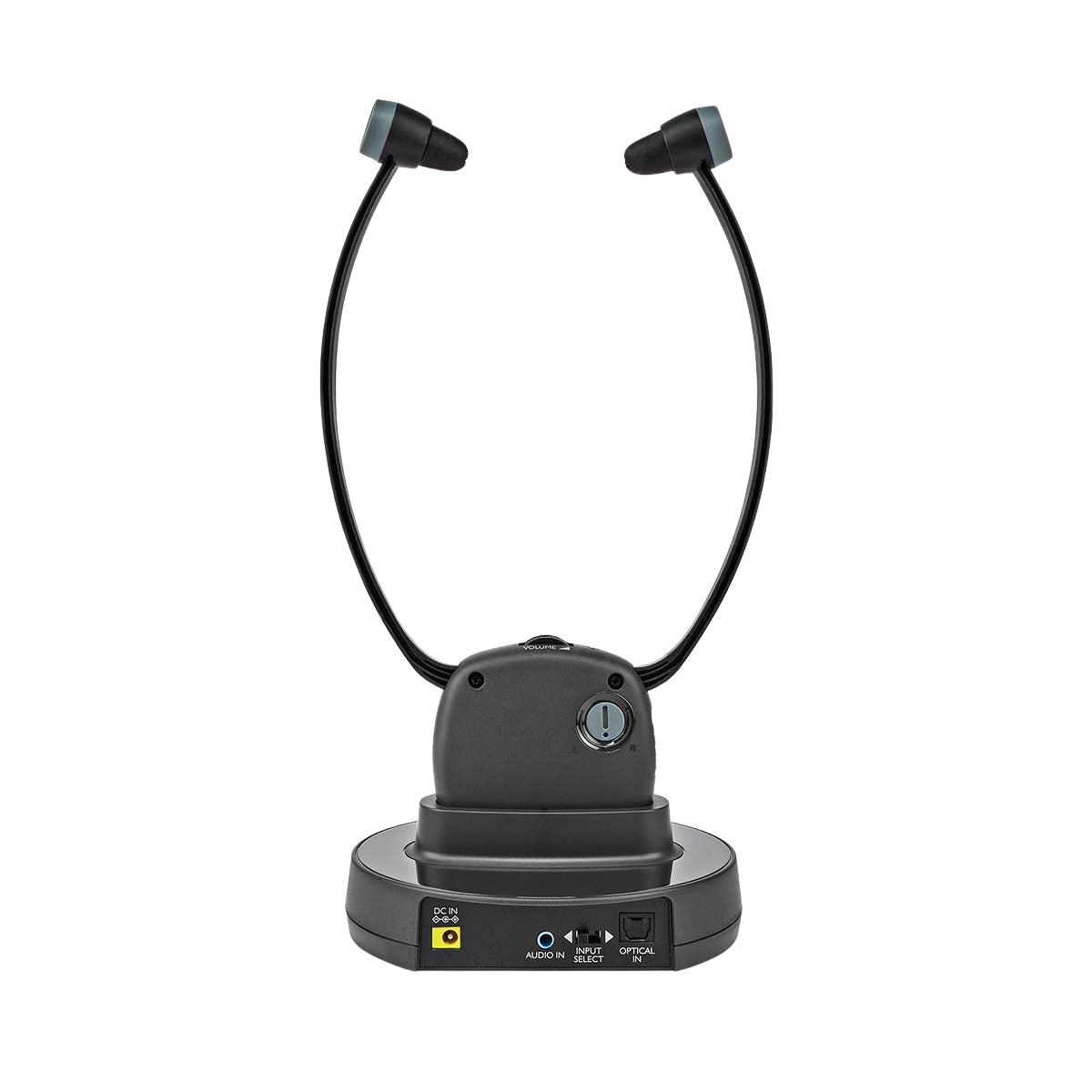 Wireless TV Headphones | RF | In-Ear | Maximum battery play time: 7 hrs | 25 m | Digital Audio | Charging dock | Balance control | Hearing impaired support | Black