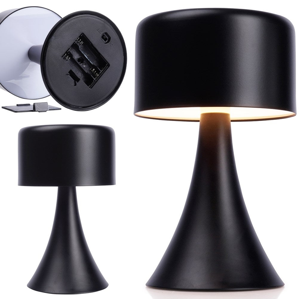 Wireless black table lamp with 8 LEDs for home and office