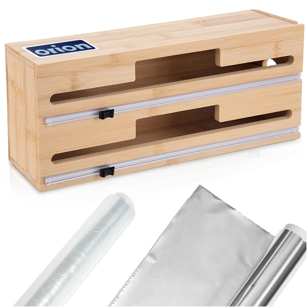 Wooden 2-in-1 Film and Foil Dispenser with Blades