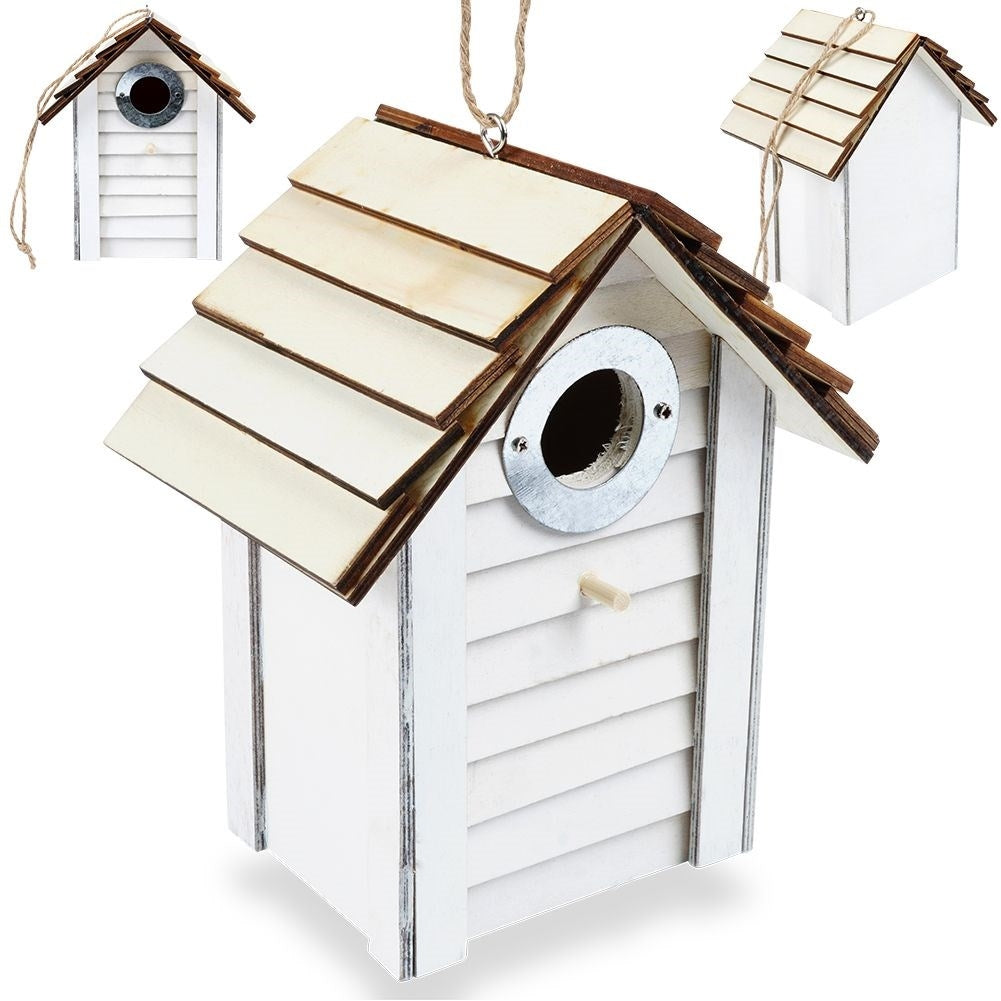 Wooden Birdhouse - White, Elegant and Durable for the Garden