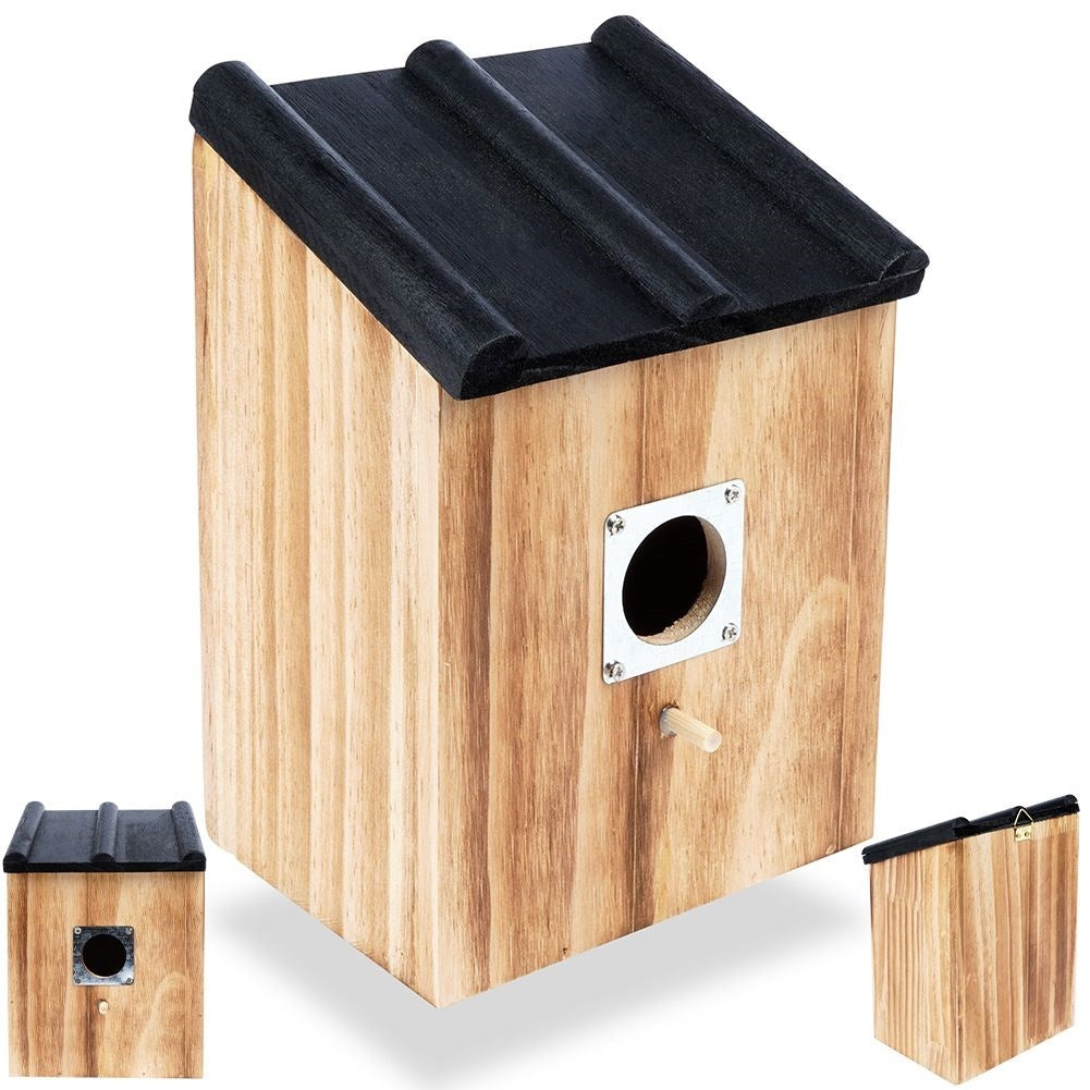 Wooden Birdhouse with Black Roof