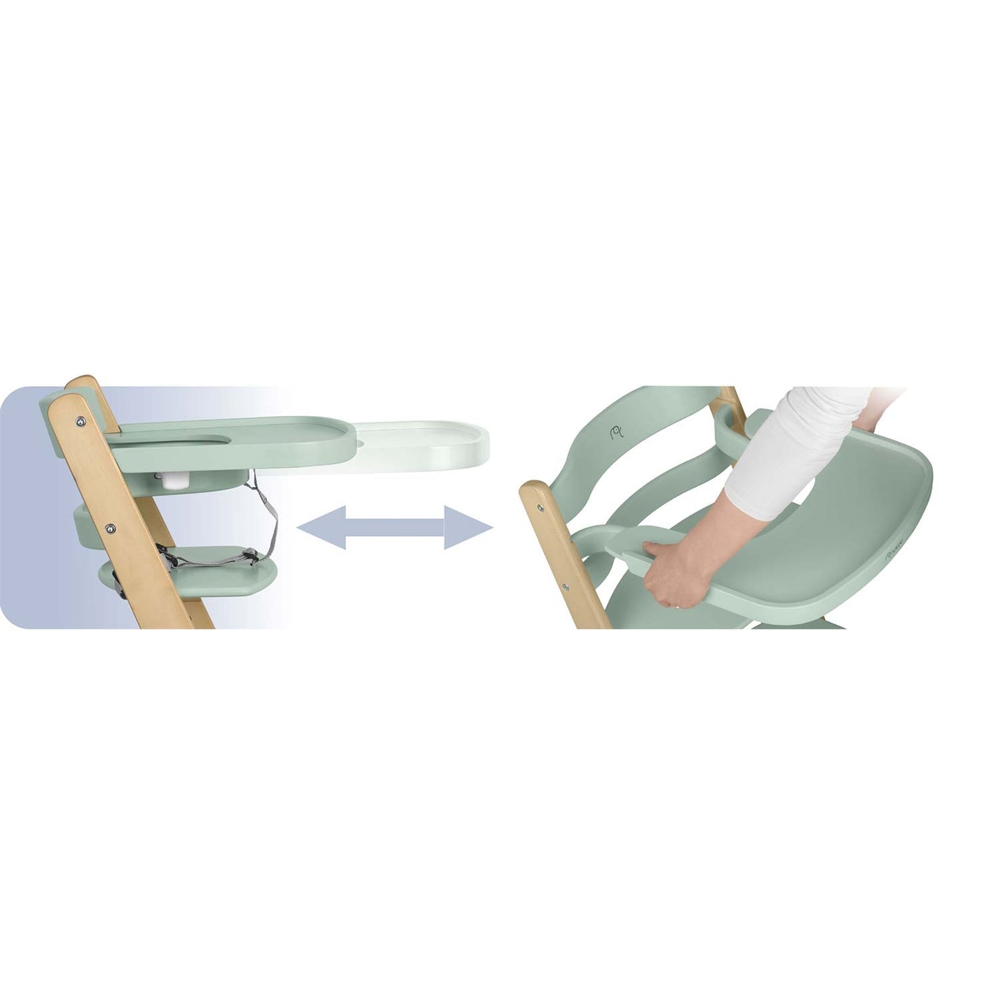 Wooden High Chair for Kids, Adjustable, Removable Tray