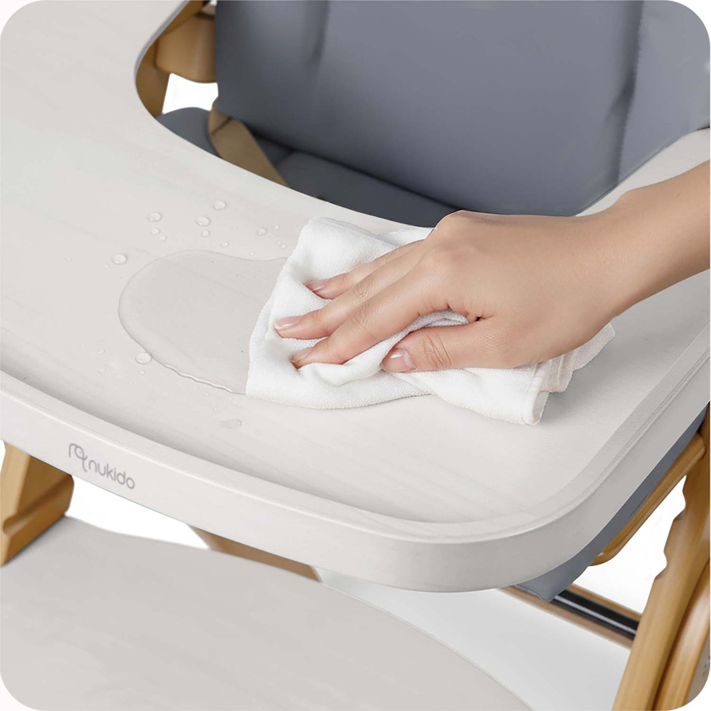 Wooden High Chair for Kids, Adjustable, Removable Tray