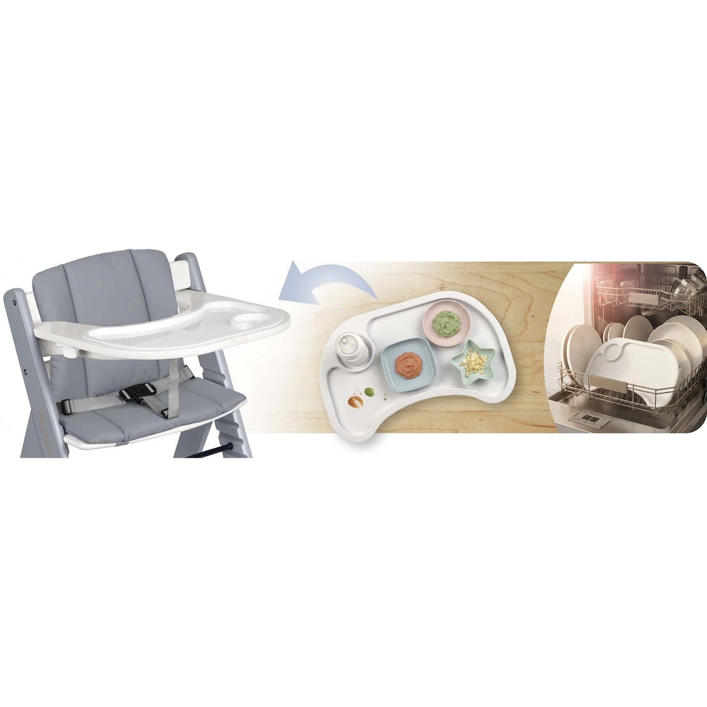 Wooden High Chair for Kids, Adjustable, Removable Tray