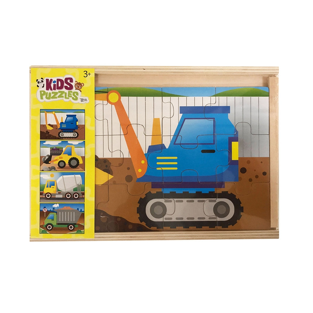 Wooden Puzzle Set, 4x12 Pieces, Bright Colors, Ages 3+