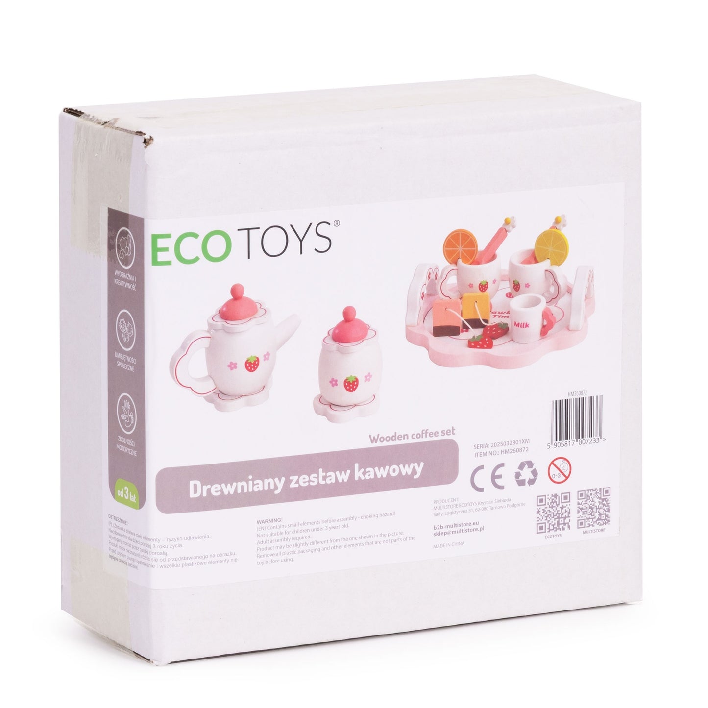 Wooden Tea Set for Kids, 14-Piece Toy Playset