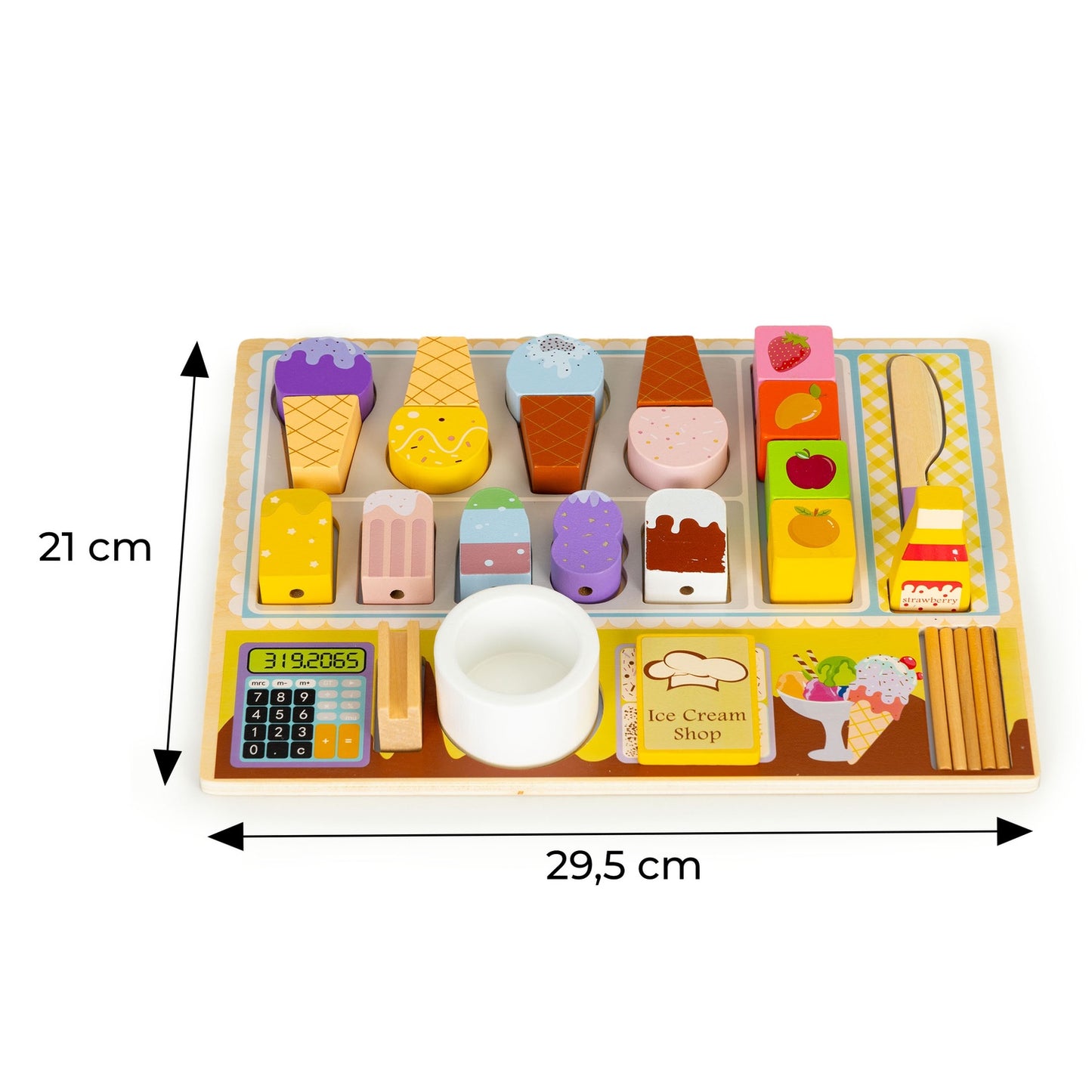 Wooden board ice cream parlor ice cream set for children