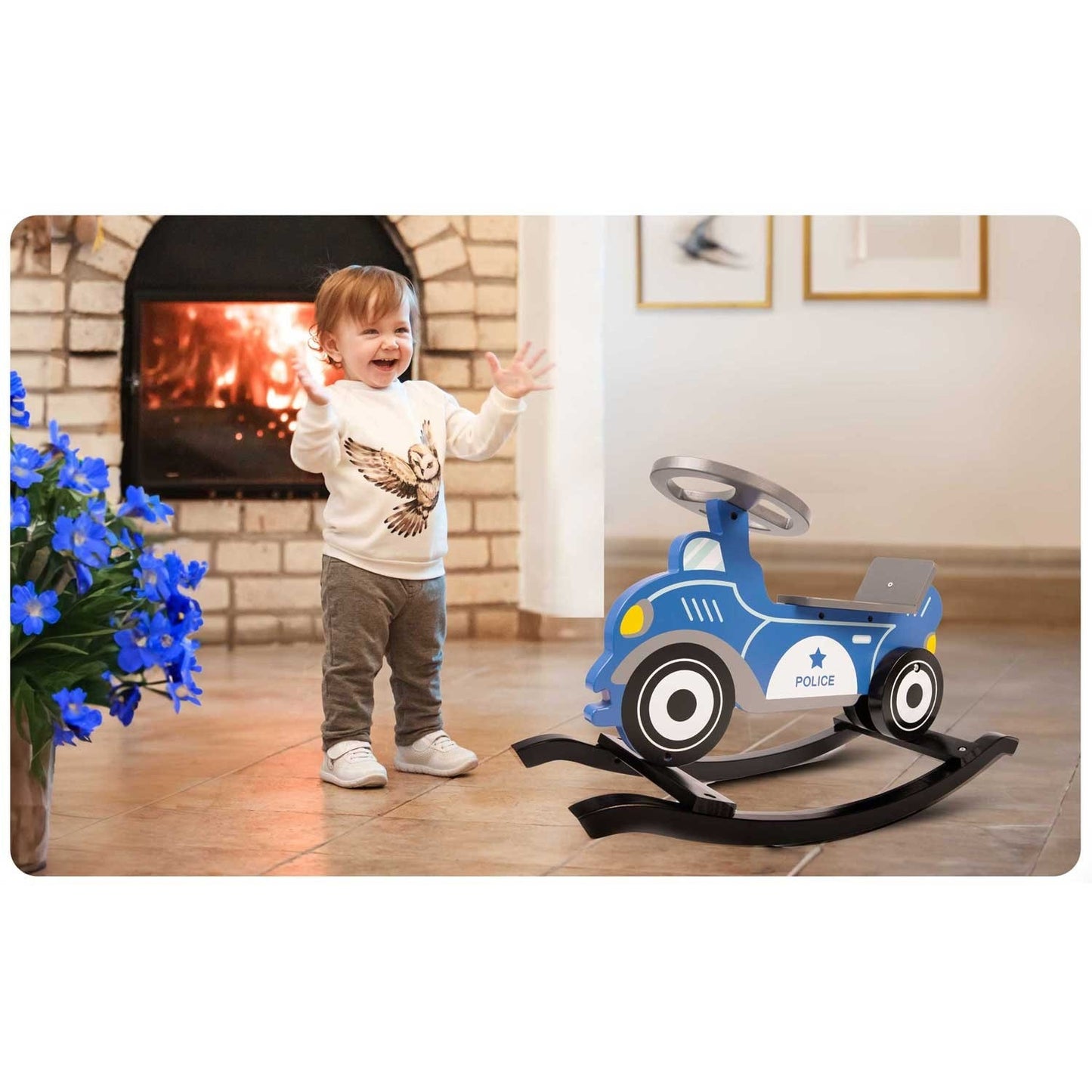 Wooden car on swings Ricokids 785000 Police