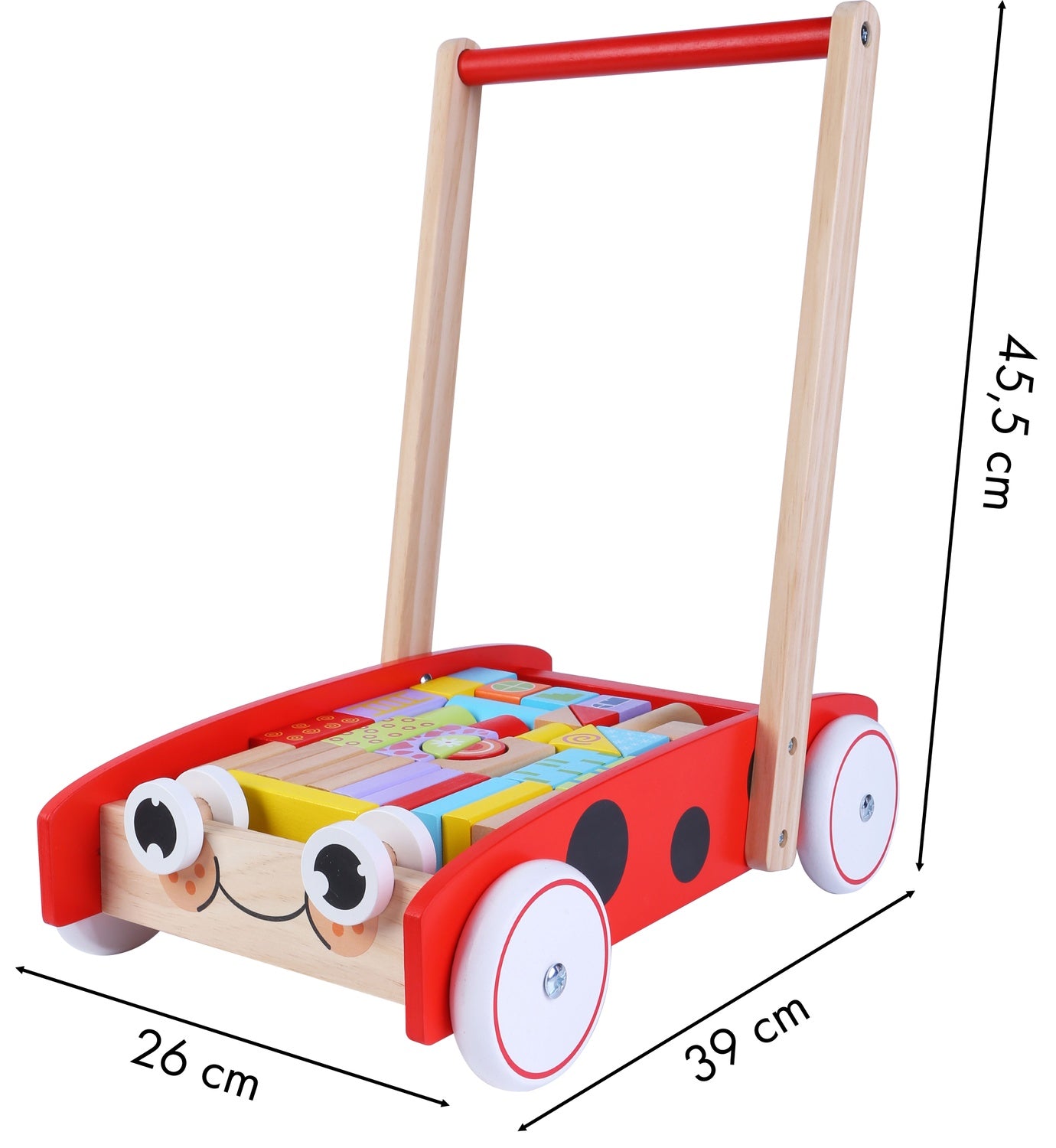 Wooden cart, pusher, walker 40 Ecotoys bricks