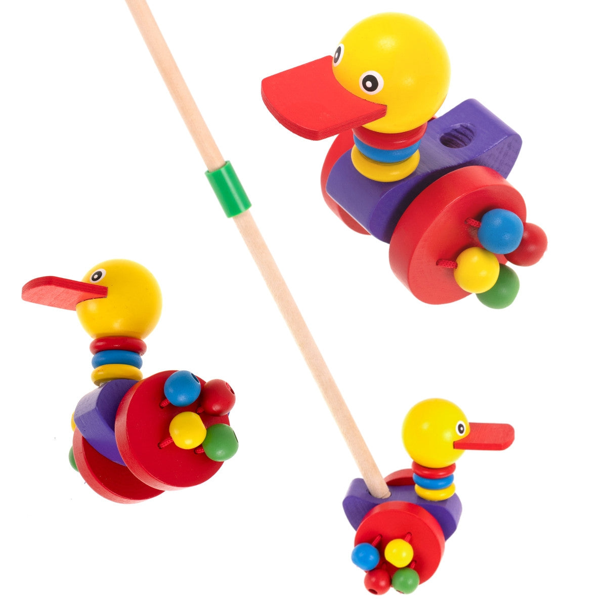 Wooden duck walking stick pusher