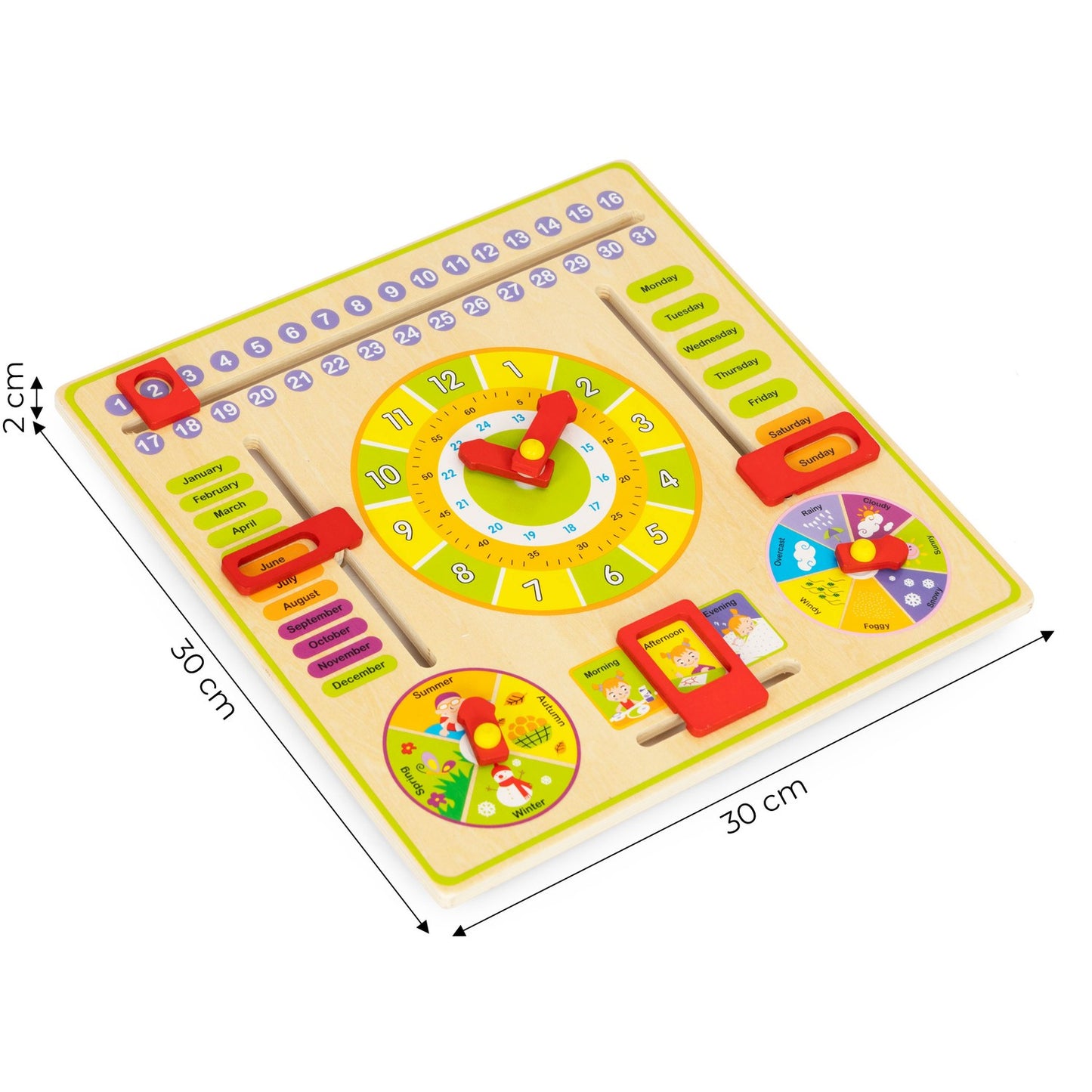 Wooden educational manipulative board, calendar clock ECOTOYS