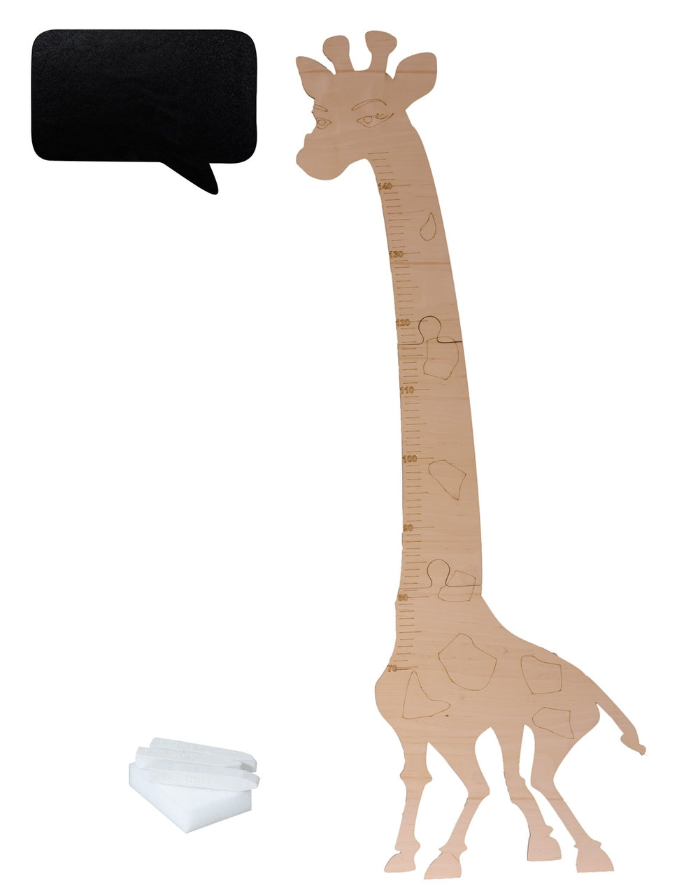 Wooden giraffe growth measure 125 cm natural wood + chalkboard 32 x 44 cm