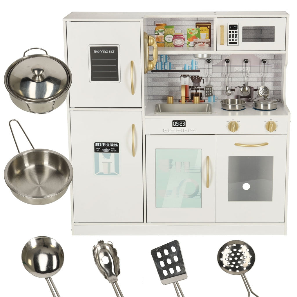 Wooden kitchen for children with fridge