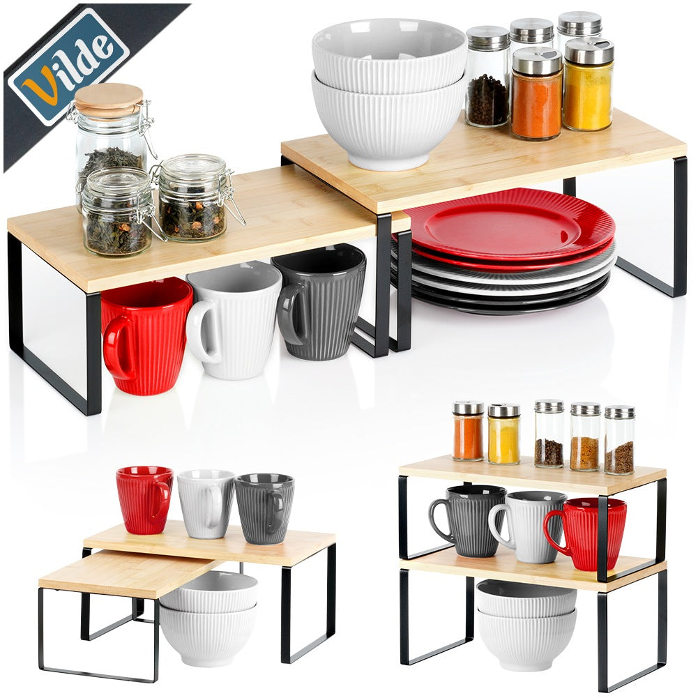 Wooden kitchen shelf 33.5x19.5x16 cm / 33.5x18.5x13.5 cm 2 pcs.
