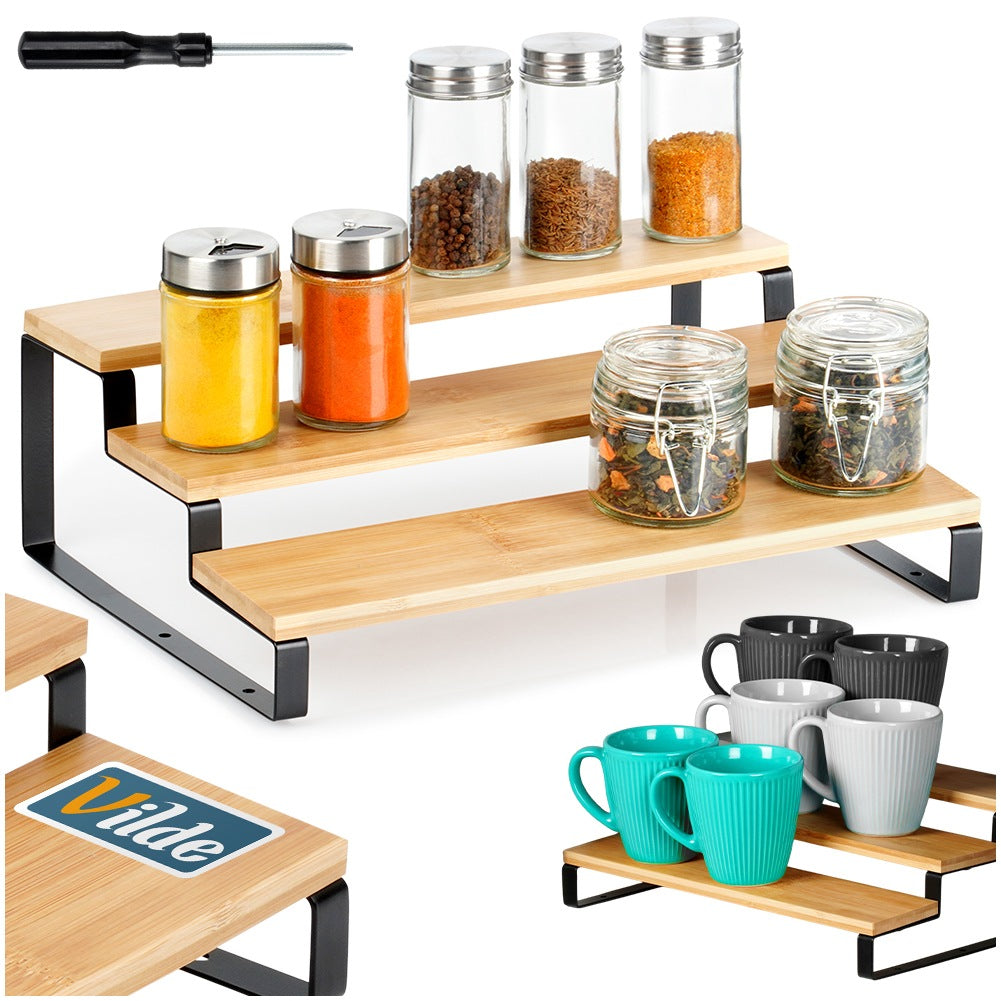 Wooden kitchen shelf, 3-level, 32x23.5x9.6cm