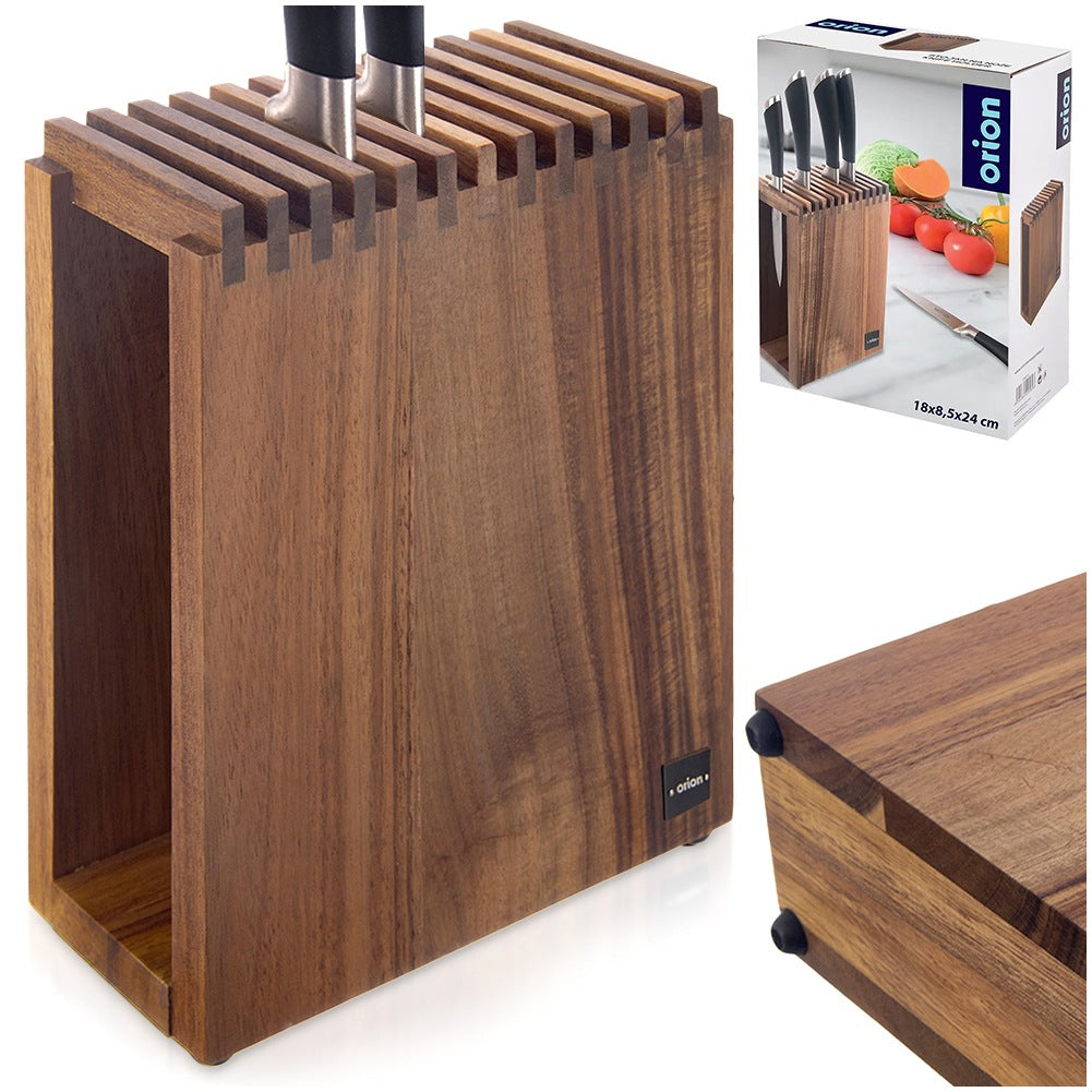 Wooden knife stand with compartments