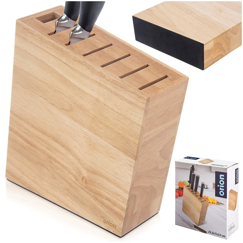 Wooden knife stand with compartments