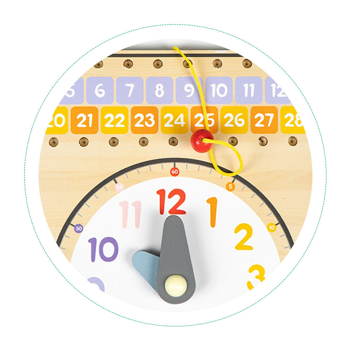Wooden manipulation board with calendar & clock