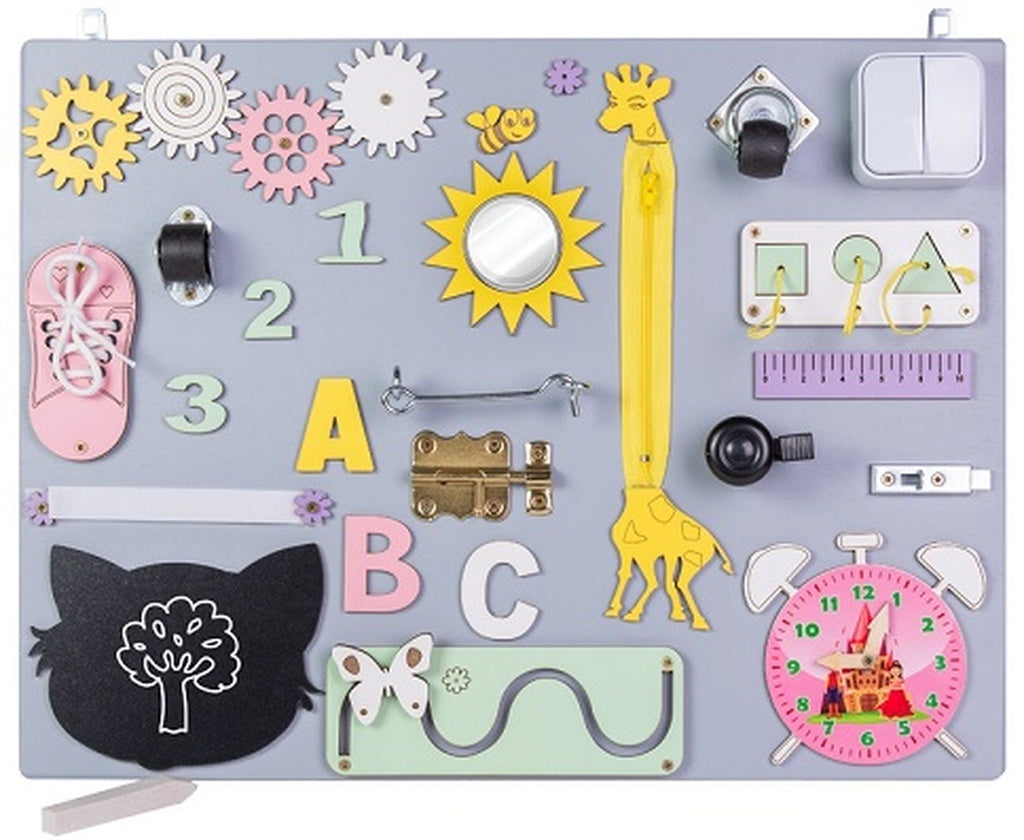 Wooden manipulative board pink clock 50x37.5cm