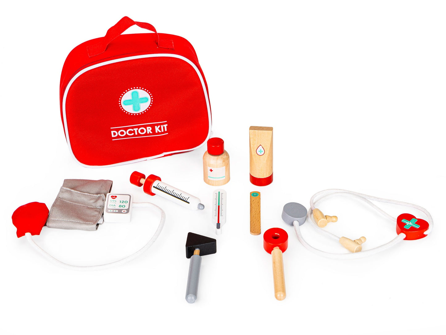 Wooden medical kit bag + 9 pcs. ECOTOYS