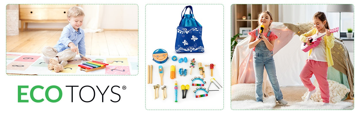 Wooden musical instruments toys set of 16 + bag ECOTOYS