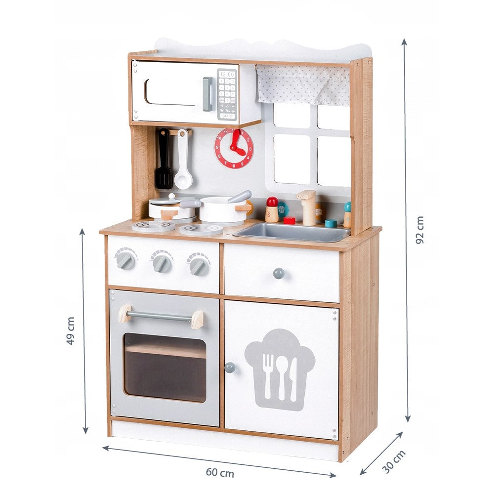 Wooden play kitchen for kids with additional accessories, ECOTOYS