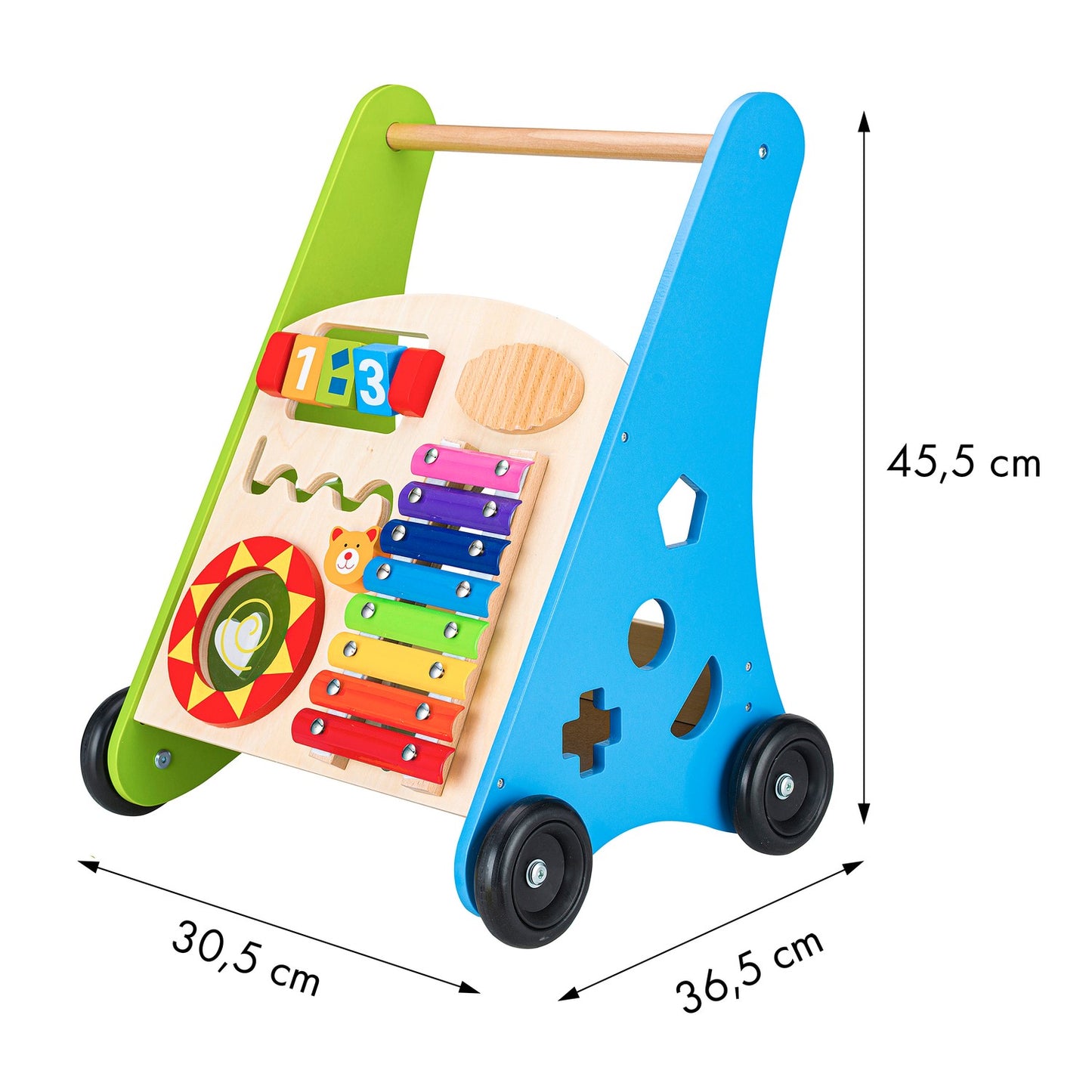 Wooden pusher educational cart