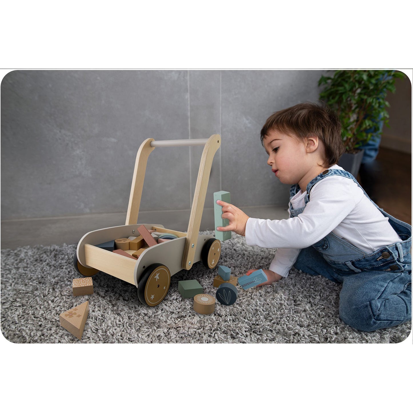 Wooden push walker with NK-856 Nukido blocks