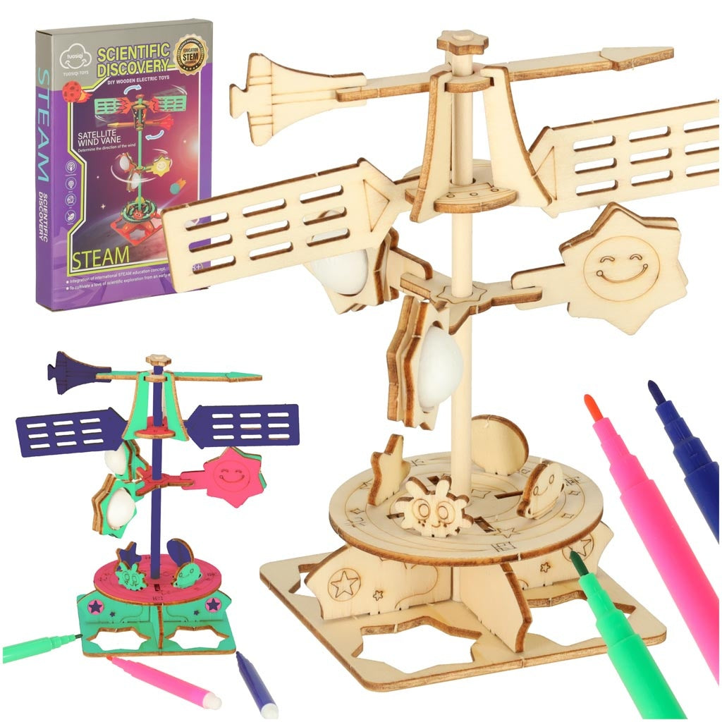 Wooden puzzle 3d scientific model windmill