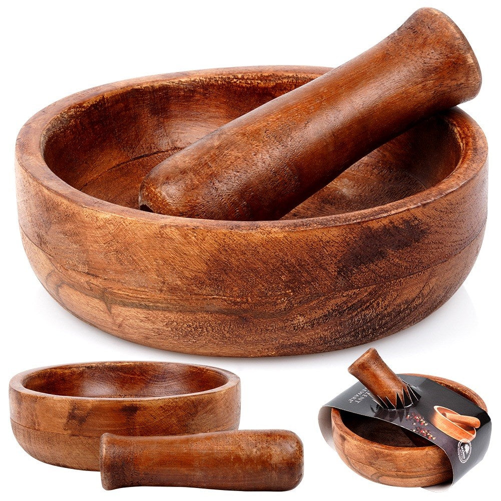 Wooden spice mortar