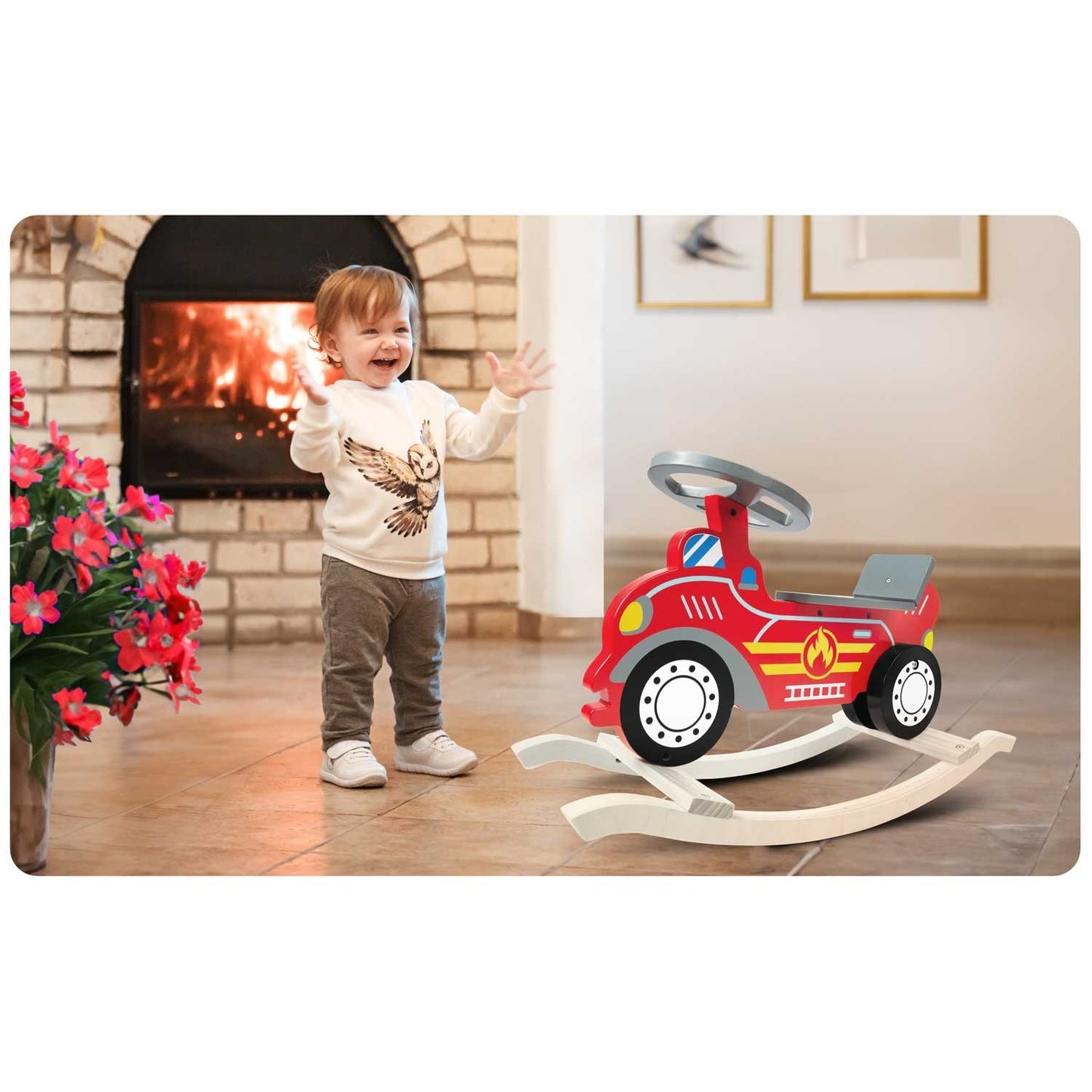Wooden toy Fire truck Rocking horse Ricokids 785001