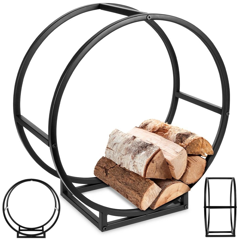 Wood stand in black metal - loft style and practical storage