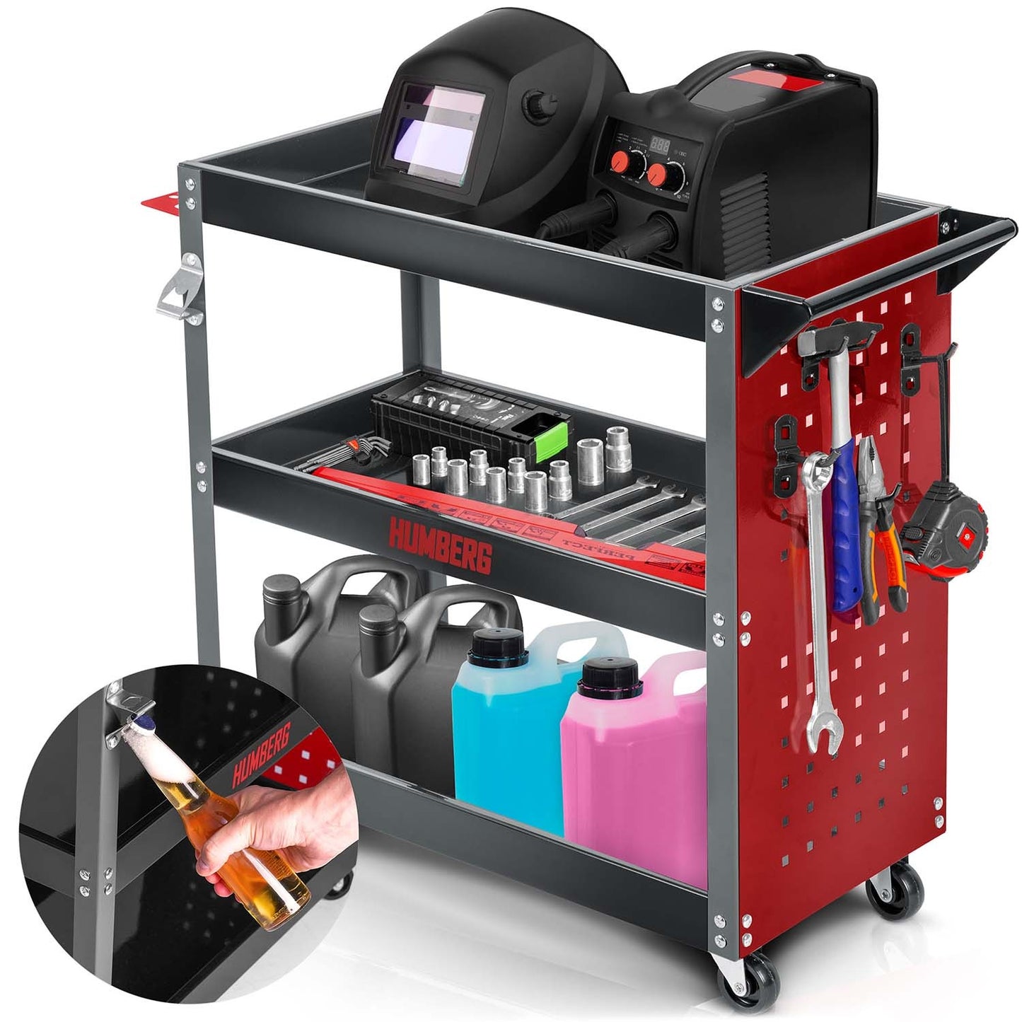 Workshop Tool Cart with Drawers, Steel