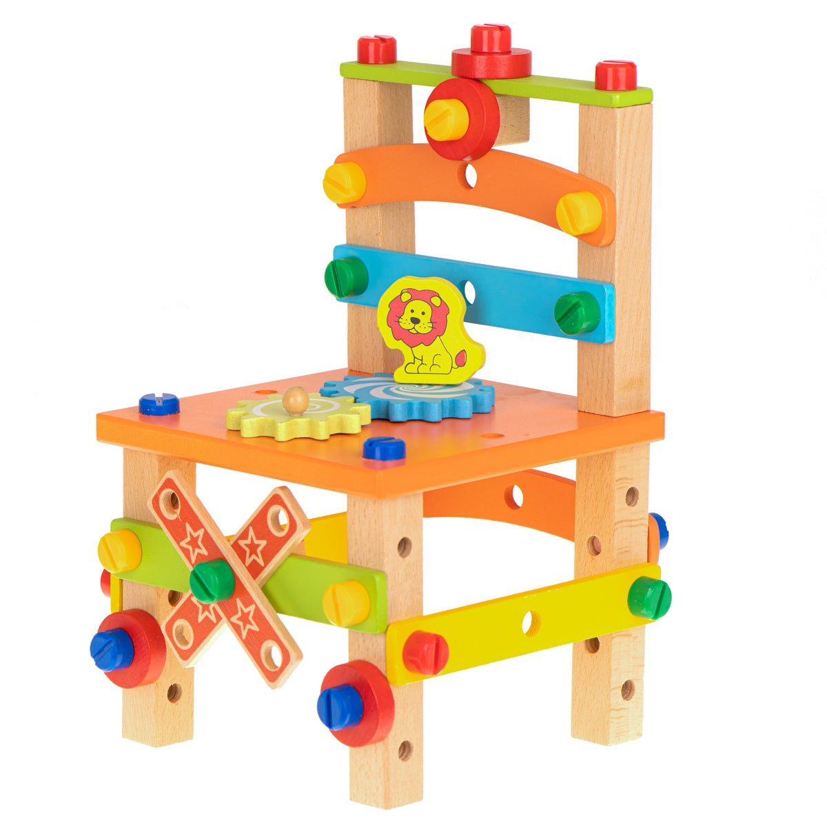 Workshop chair educational wooden blocks construction set 49el.